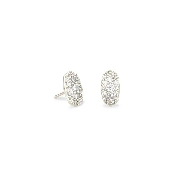 Kendra Scott Grayson Stud Earring Silver Tone with White CZ Puckett's Fine Jewelry Benton, KY