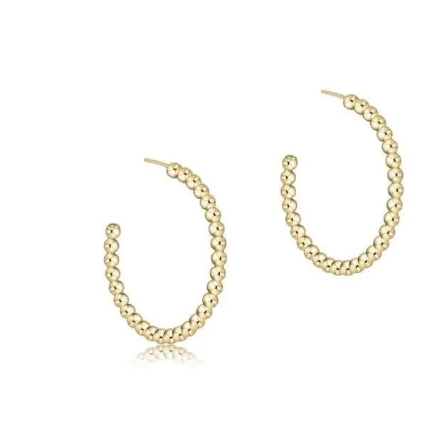 ENEWTON EARRING BEADED CLASSIC POST 1.25' HOOP 3MM GOLD BEAD Puckett's Fine Jewelry Benton, KY