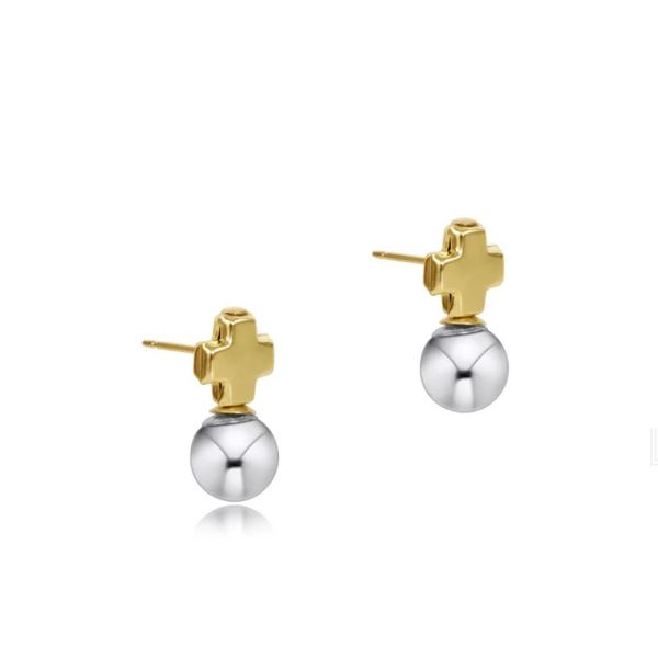 ENEWTON EARRINGS- SIGNATURE CROSS SMALL MIXED METAL STUD - CLASSIC STERLING Puckett's Fine Jewelry Benton, KY