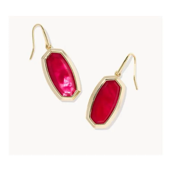 Kendra Scott Dani Bezel Gold Drop Earrings with Carmine Red Illusion Puckett's Fine Jewelry Benton, KY