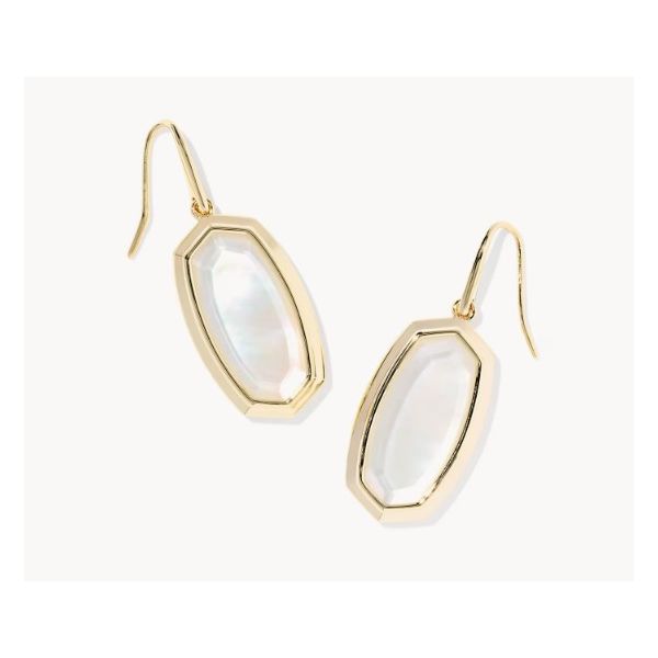 Kendra Scott Dani Bezel Gold Drop Earrings Ivory Mother Of Pearl Puckett's Fine Jewelry Benton, KY