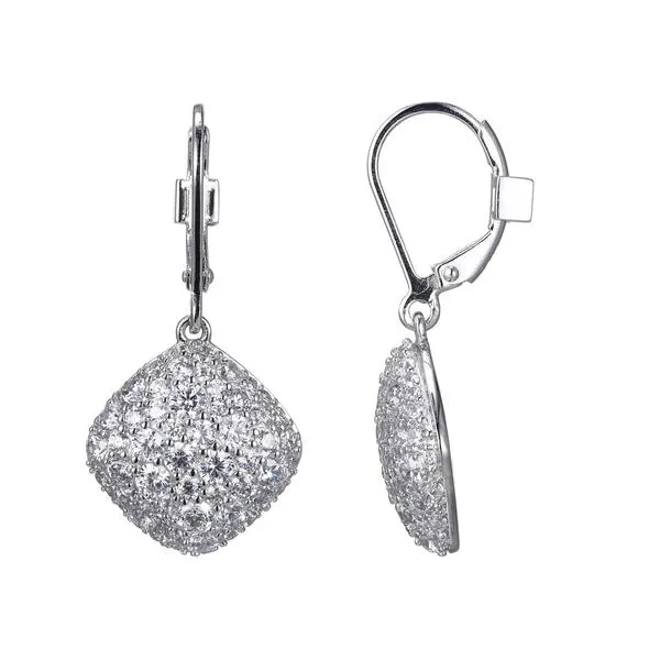 Elle Sterling Silver Silver Pave Leverback Earrings With Cubic Ziconia Puckett's Fine Jewelry Benton, KY