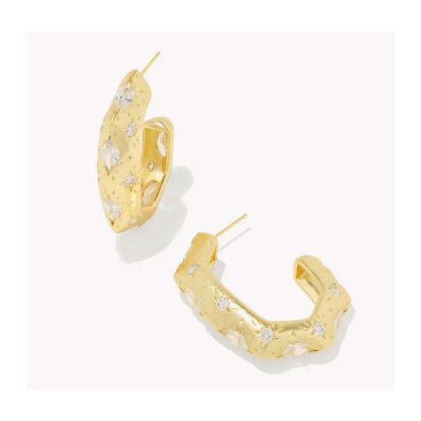 Kendra Scott Tomon Huggie Earring With White Crystals Puckett's Fine Jewelry Benton, KY