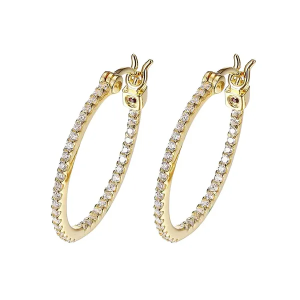 Elle Sterling Silver/Yellow GP Cubic Zirconia Oval Hoop Earring, Medium Puckett's Fine Jewelry Benton, KY