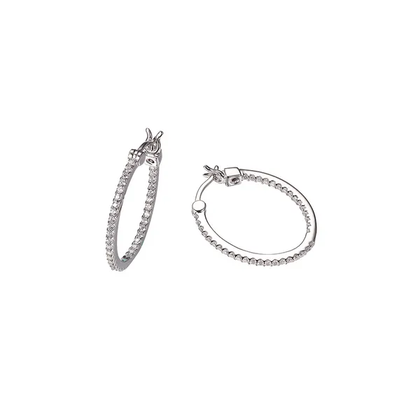 Elle Sterling Silver Oval Hoop With Inside Out CZ Puckett's Fine Jewelry Benton, KY