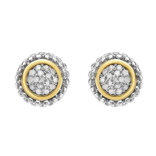 Phillip Gavriel Sterling Silver & 18K Diamond Stud Earring, .16CT TWT Puckett's Fine Jewelry Benton, KY