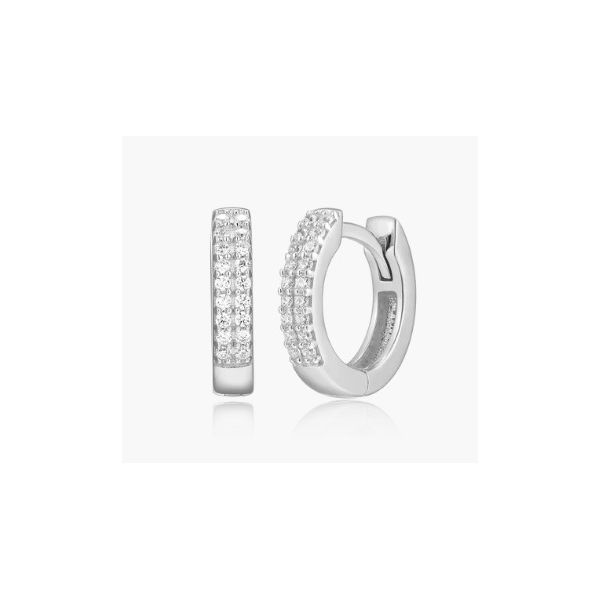Monte Luna Petite Double Row Hoop Earrings in Sterling/Rhodium Plated With Lab Grown Diamond Puckett's Fine Jewelry Benton, KY