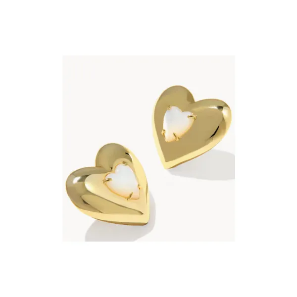 SASHA HEART STUDD GOLD EARRING - IVERY MOTHER OF THE PEARL Puckett's Fine Jewelry Benton, KY
