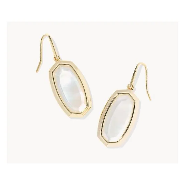 Kendra Scott Dani Bezel Gold Drop Earrings Ivory Mother Of Pearl Puckett's Fine Jewelry Benton, KY