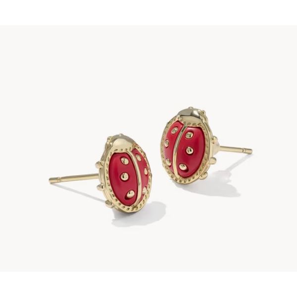 Kendra Scott Ladybug Stud Earring Gold Red Vermilion Magnesite Puckett's Fine Jewelry Benton, KY