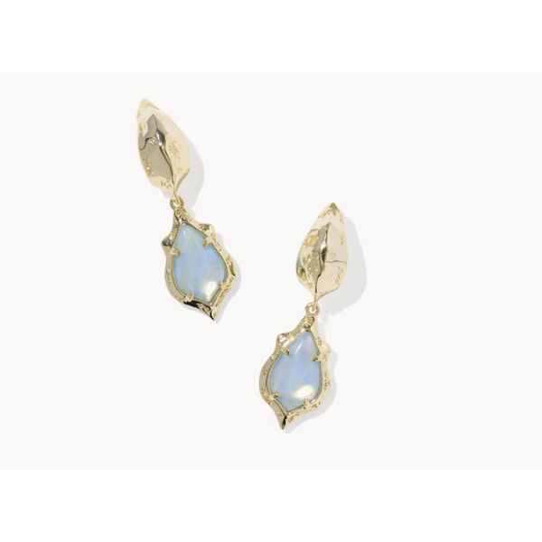 Kendra Scott Adriana Huggie Gold Tone Sky Blue Iridescent Abalone Puckett's Fine Jewelry Benton, KY