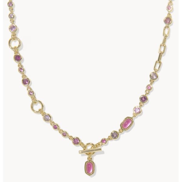 Kendra Scott Mini Elisa Abbie Stretch Necklace Gold Tone Pink Mix Puckett's Fine Jewelry Benton, KY