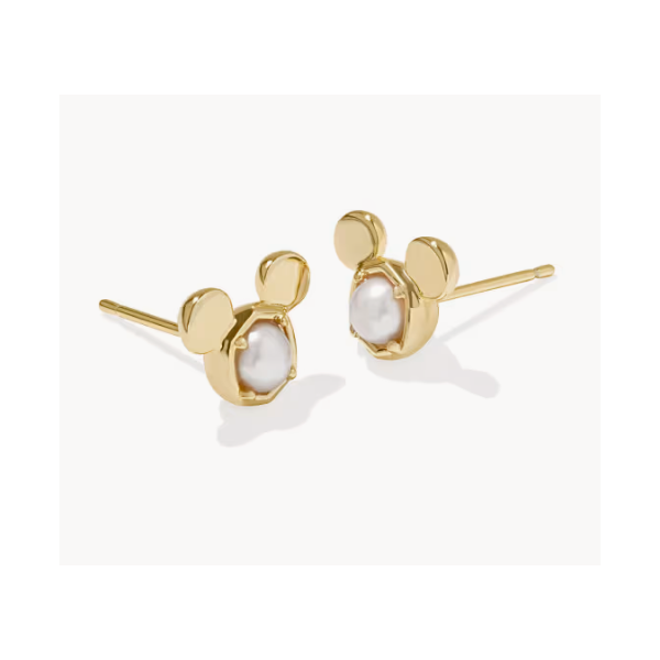 Disney | Kendra Scott Gold Mickey Mouse Stud Earrings in Freshwater Cultured Pearl Puckett's Fine Jewelry Benton, KY