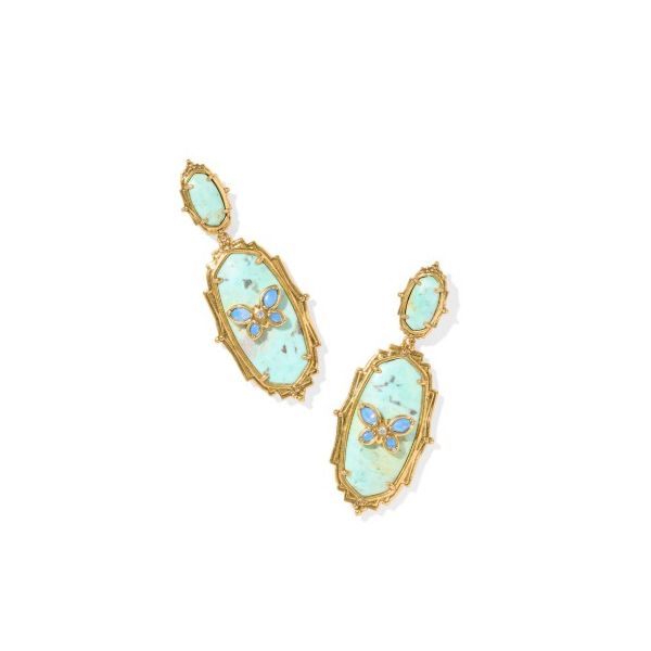 KENDRA SCOTT DOLLY PARTON ELLE BUTTERFLY GOLD TONE SEA GREEN EARRING Puckett's Fine Jewelry Benton, KY