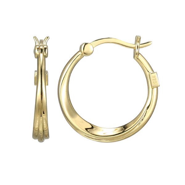 Elle ster;ing silver/yellow gold plated twist hoop earring Puckett's Fine Jewelry Benton, KY