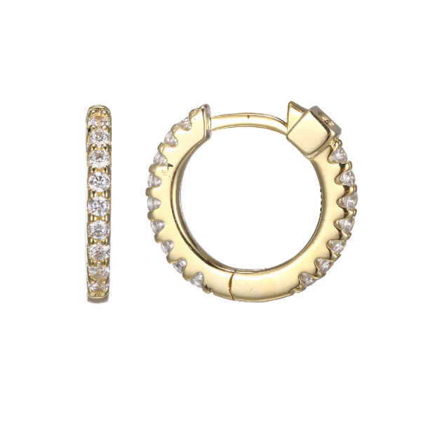 Elle Sterling Silver/Yellow Plated Cubic Zirconia Hoop, Small Puckett's Fine Jewelry Benton, KY