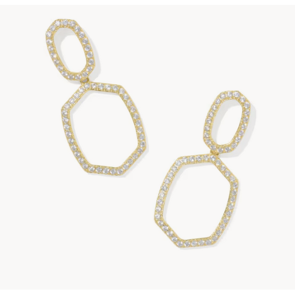 Kendra Scott Daphne Pave Gold Tone Open Frame Earrings Puckett's Fine Jewelry Benton, KY