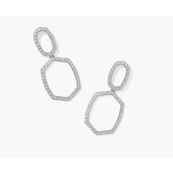 Kendra Scott Daphne Pave Silver Open Frame Earrings Puckett's Fine Jewelry Benton, KY
