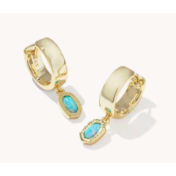 Kendra Scott Mini Elle Wide Huggie Gold Tone Lab Grown Opal Puckett's Fine Jewelry Benton, KY