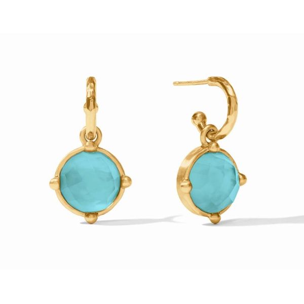 Julie Vos Honeybee Hoop and Charm Earring - Iridescent Bahamian Blue Puckett's Fine Jewelry Benton, KY