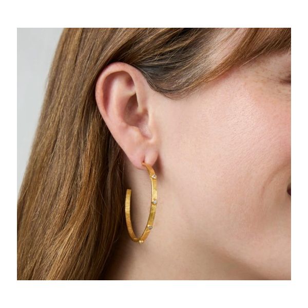 JULIE VOS CRESCENT HOOP EARRINGS-CZ-MEDIUM Image 2 Puckett's Fine Jewelry Benton, KY