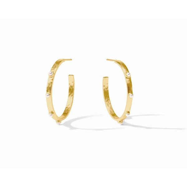 JULIE VOS CRESCENT HOOP EARRINGS-CZ-MEDIUM Puckett's Fine Jewelry Benton, KY