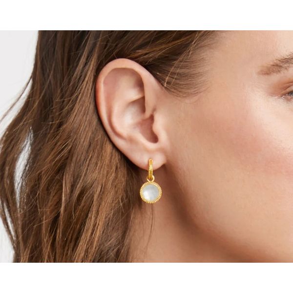 Julie Vos Gold Plated Fleur-de-Lis Hoop and Charm Earring, Pearl Image 2 Puckett's Fine Jewelry Benton, KY