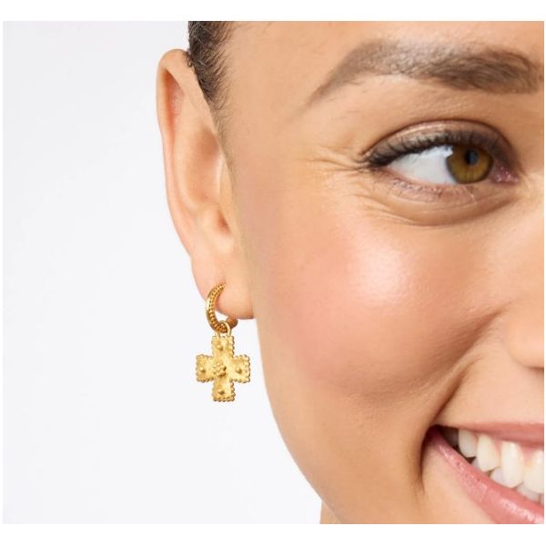 Julie Vos Gold Plated Malta Canterbury Hoop and Charm Earring Image 2 Puckett's Fine Jewelry Benton, KY