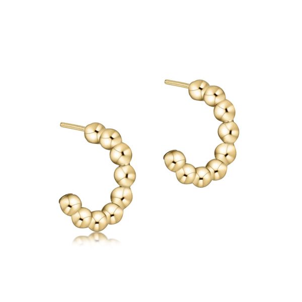 E NEWTON BEADED CLASSIC 1.25" POST HOOP - 4MM GOLD Puckett's Fine Jewelry Benton, KY