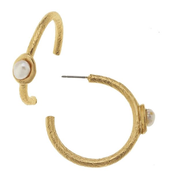 Susan Shaw Pearl Accent Hoop Earrings Puckett's Fine Jewelry Benton, KY