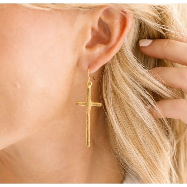 Susan Shaw Tall Cross Earrings Image 2 Puckett's Fine Jewelry Benton, KY