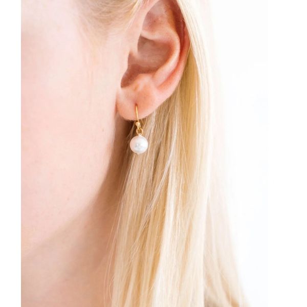 Susan Shaw 8mm Pearl Drop Earrings Image 2 Puckett's Fine Jewelry Benton, KY