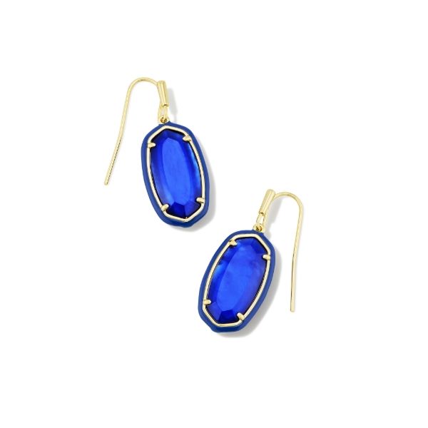 Elle Gold Enamel Drop Earrings Cobalt Illusion Puckett's Fine Jewelry Benton, KY