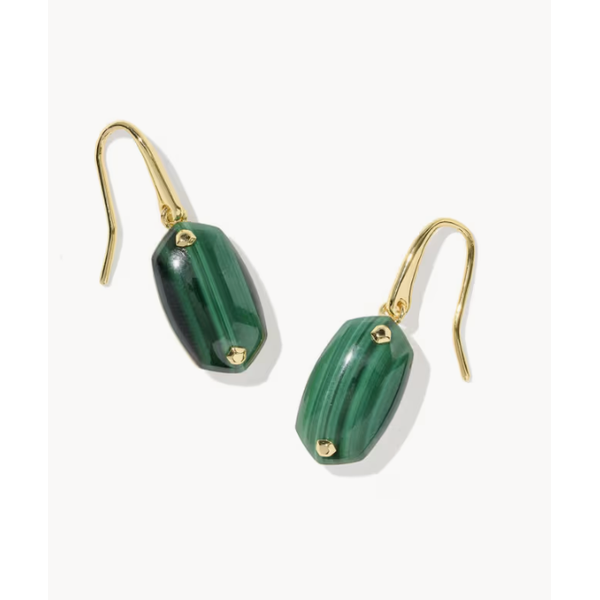 Kendra Scott Lee Rivieted Drop Earring Gold Green Malachite Puckett's Fine Jewelry Benton, KY