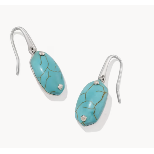 Kendra Scott Lee Riveted Drop Earring Rhod Variegated Turquosie Puckett's Fine Jewelry Benton, KY