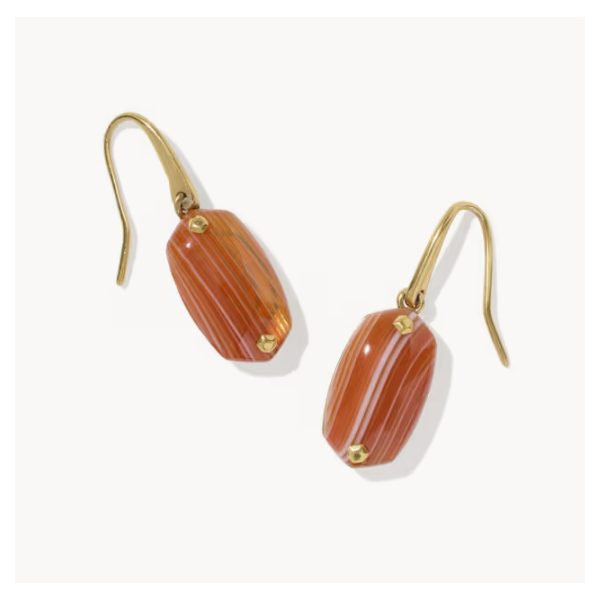 Kendra Scott Lee Riveted Drop Earring Variegated Orange Banded Agate Puckett's Fine Jewelry Benton, KY