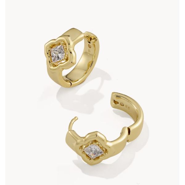 Kendra Scott Mallory Crystal Huggie Earring Gold Image 2 Puckett's Fine Jewelry Benton, KY