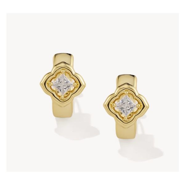 Kendra Scott Mallory Crystal Huggie Earring Gold Puckett's Fine Jewelry Benton, KY