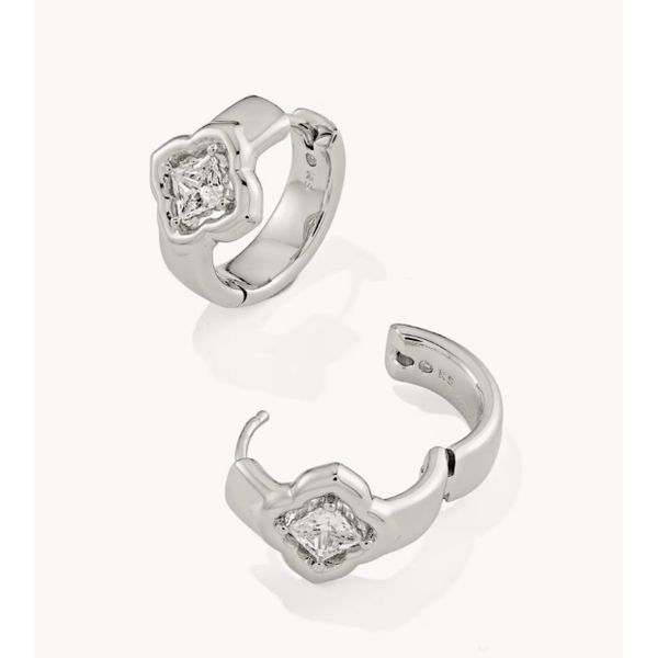 Kendra Scott Mallory Crystal Huggie Earring White Image 2 Puckett's Fine Jewelry Benton, KY
