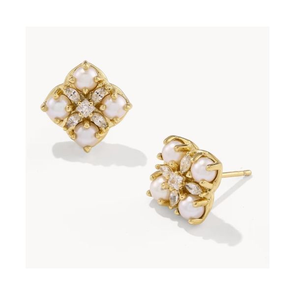 Kendra Scott Dira Pearl Stud Earring Gold Tone Freshwater Cultured Pearl Image 3 Puckett's Fine Jewelry Benton, KY