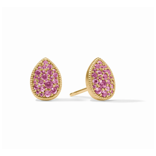 Julie Vos Pave Teardrop Stud - Pink Tourmaline Puckett's Fine Jewelry Benton, KY
