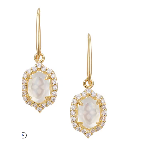 Kendra Scott Daphne Crystal Frame Drop Earring Gold Tone Ivory Mother of Pearl Puckett's Fine Jewelry Benton, KY