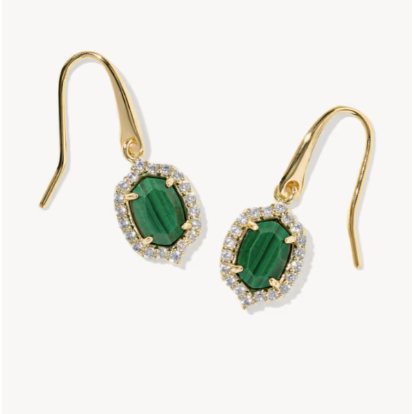 Kendra Scott Daphne Crystal Frame Drop Earring Gold Tone Green Malachite Puckett's Fine Jewelry Benton, KY