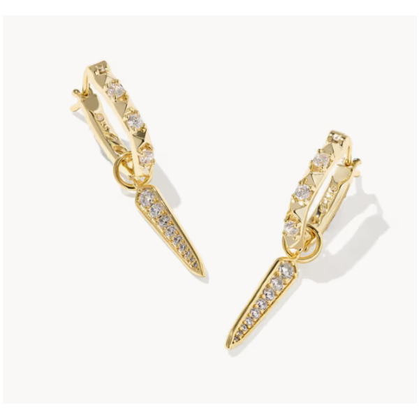 Kendra Scott Fate Huggie Earring Gold Tone White Cubic Zirconia Puckett's Fine Jewelry Benton, KY