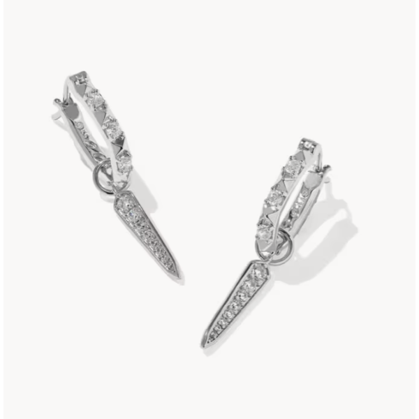 Kendra Scott Fate Huggie Earring Rhodium Tone White Cubic Zirconia Puckett's Fine Jewelry Benton, KY