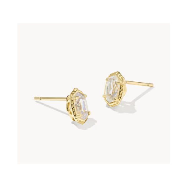 Kendra Scott Mini Elle Luxe Stud Earring Gold Tone White Cubic Zirconia Puckett's Fine Jewelry Benton, KY