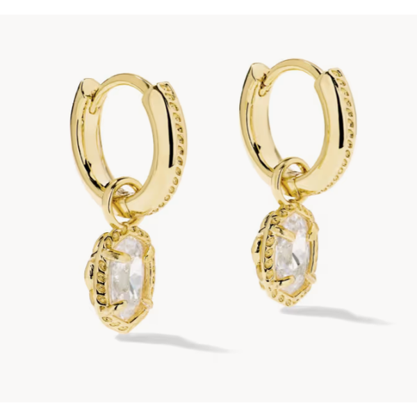 Kendra Scott Mini Elle Luxe Huggie Earring Gold Tone White Cubic Zirconia Puckett's Fine Jewelry Benton, KY