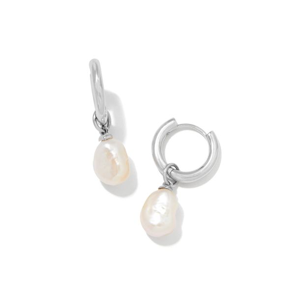 Kendra Scott Willa Pearl Huggie Earring, Rhod, White Pearl Puckett's Fine Jewelry Benton, KY
