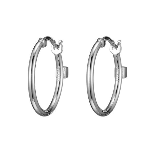 Elle Sterling Hoop Earrings, Rhodium Plated (Small) Puckett's Fine Jewelry Benton, KY