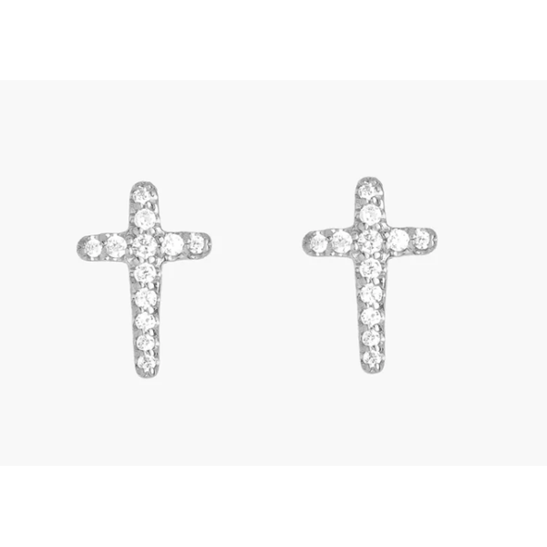 Rizen Luminous Cross Stud Earring - Sterling and Cubic Zirconia Puckett's Fine Jewelry Benton, KY